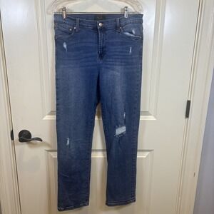 RACHEL Rachel Roy Straight Jeans Blue Medium Wash Distressed Woman Size 12/31